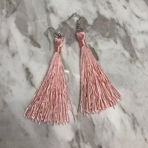 Blush pink tassel earrings